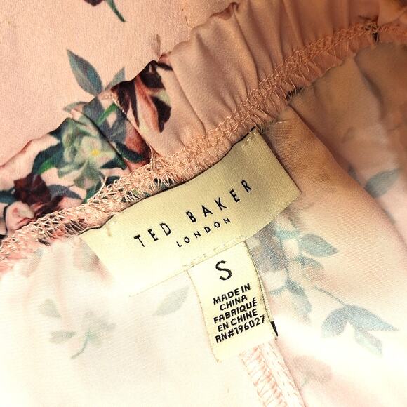 Ted Baker drawstring waist Pastel Floral Lace Trim Satin Sleep Shorts - Small - Picture 5 of 8